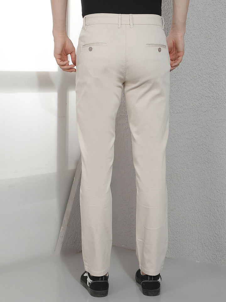 Cream Straight Trousers