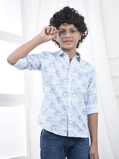 Blue Printed 100% Cotton Shirt