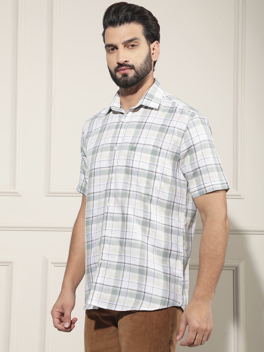 Green Checked Linen Shirt
