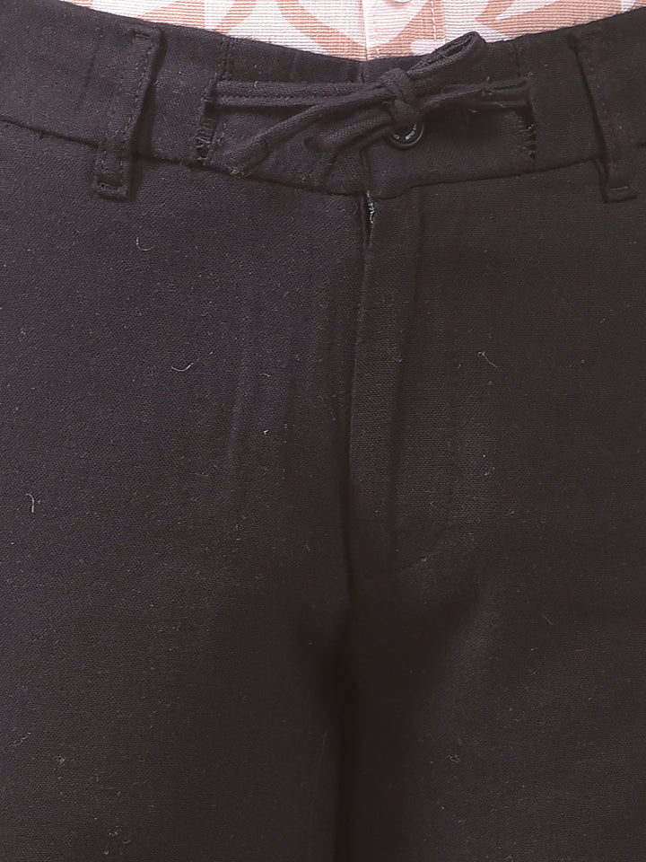 Black 100% Cotton Cargo Trousers
