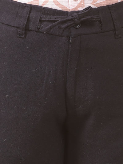 Black 100% Cotton Cargo Trousers