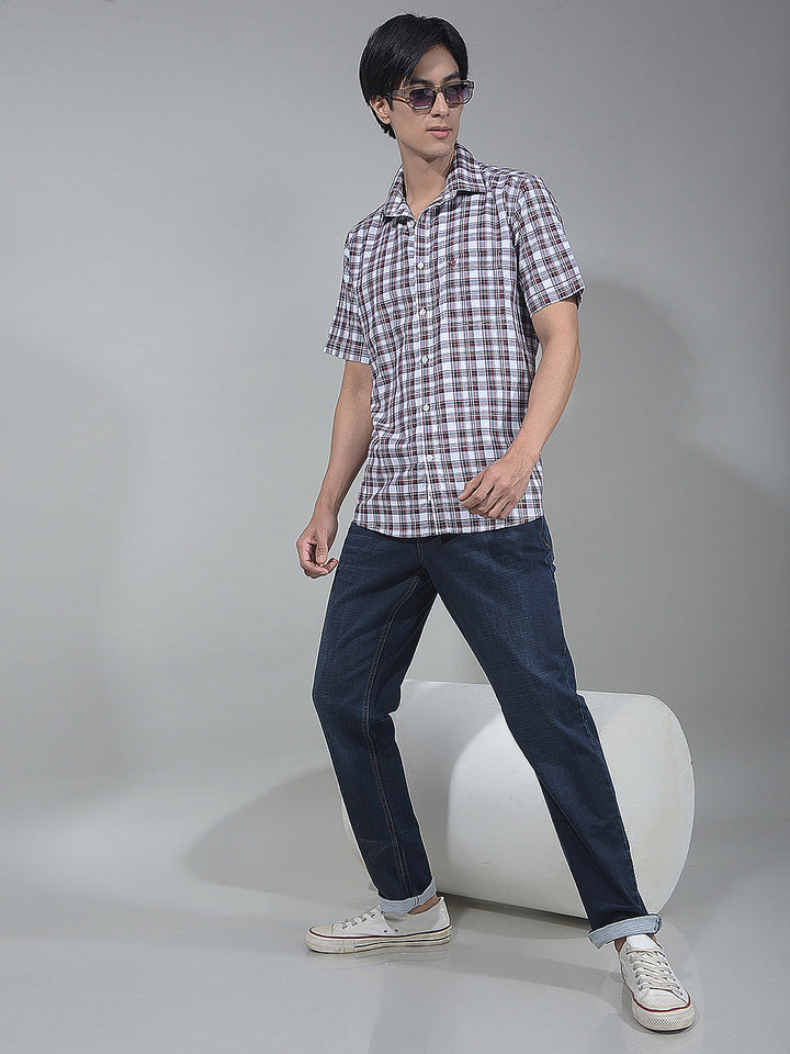 Maroon Smart Checked Casual Shirt