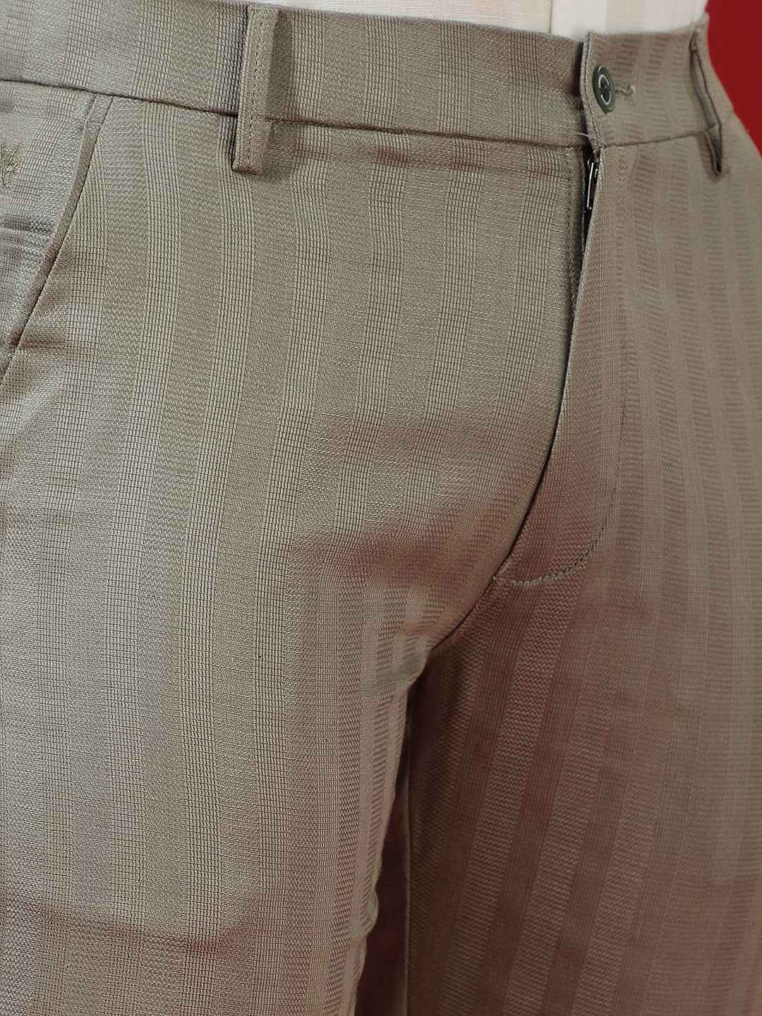 Steel Grey Linen Vertical Striped Trousers