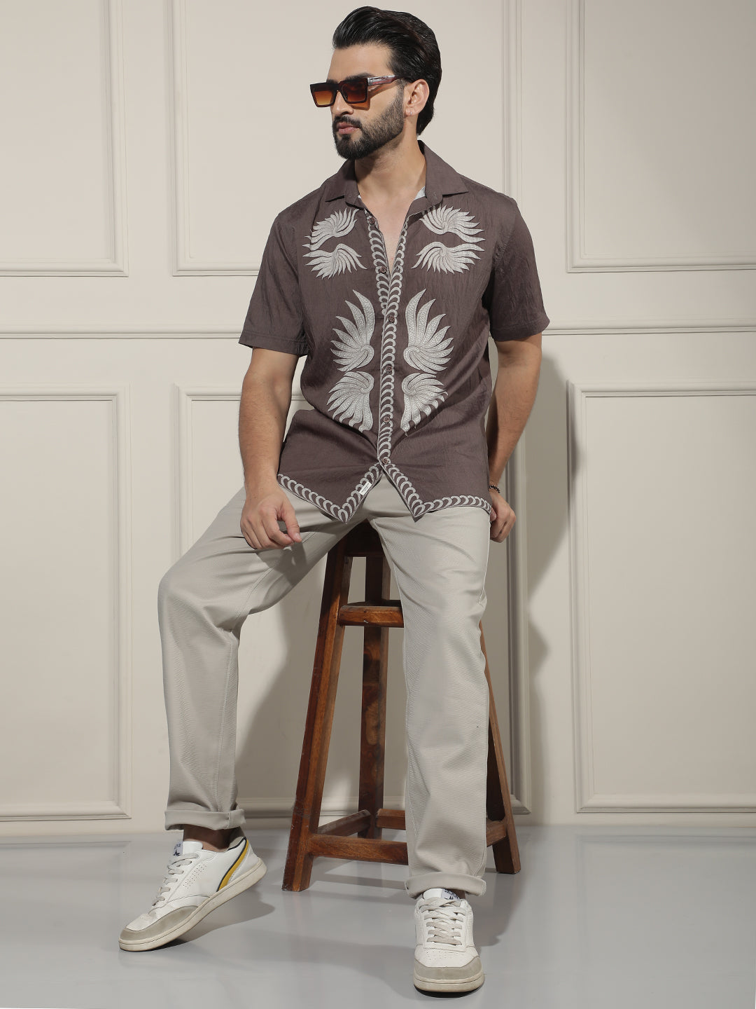 Refined Walnut Brown Printed Shirt