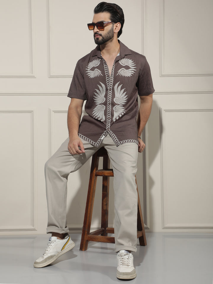 Refined Walnut Brown Printed Shirt