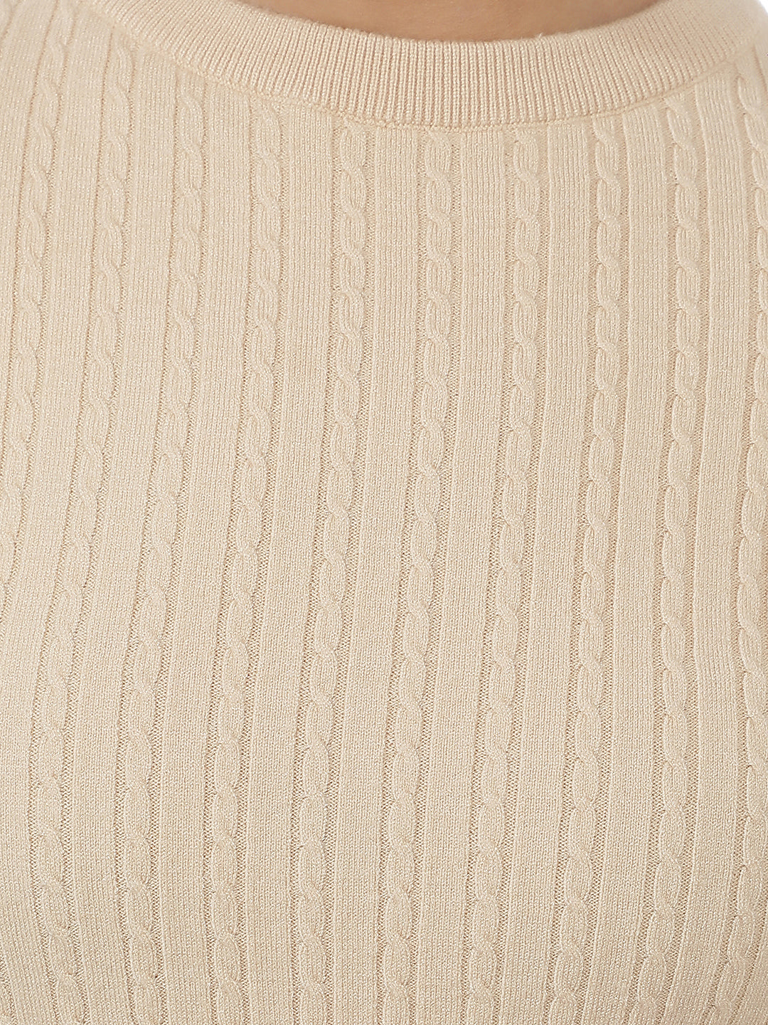 Structured Warm Cream Jacquard Sweater