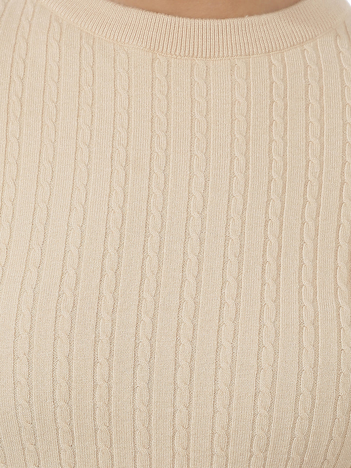 Structured Warm Cream Jacquard Sweater