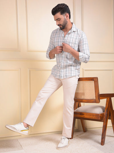 Beige Straight Trousers