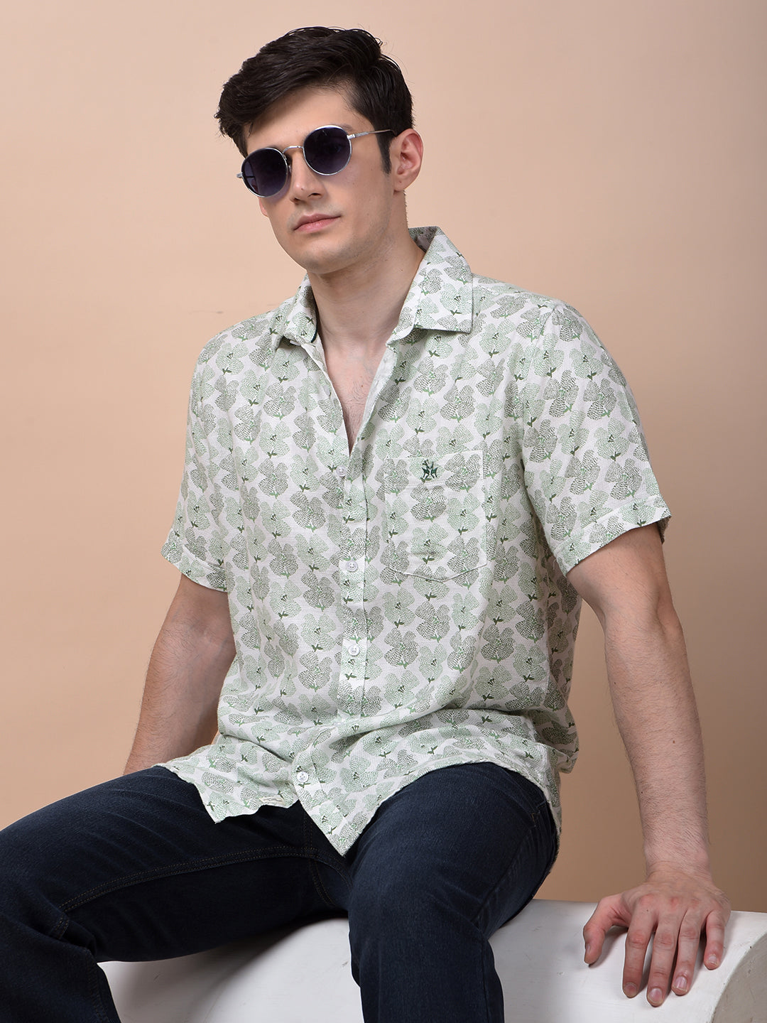 Green Floral Print Shirt