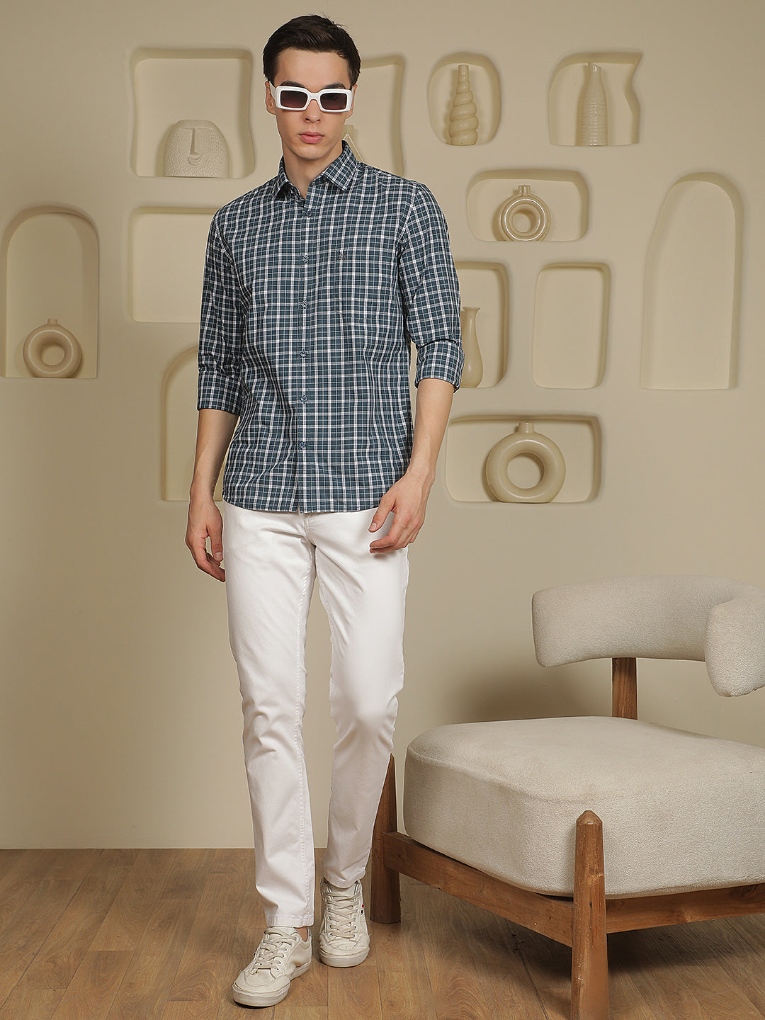Blue Checked 100% Cotton Shirt