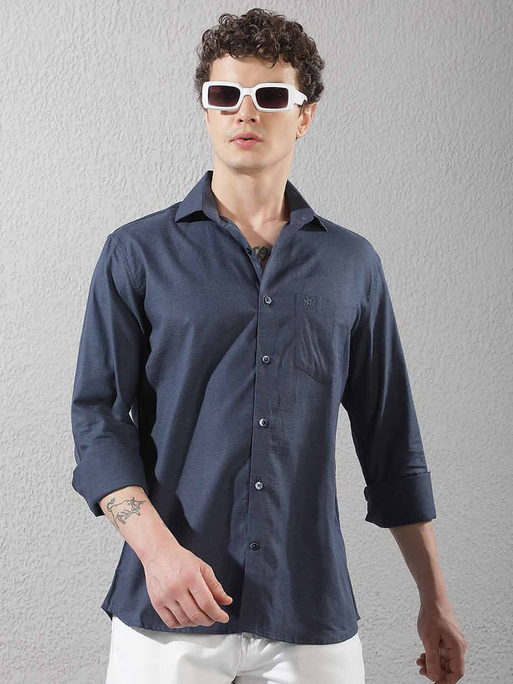 Navy Blue 100% Cotton Shirt