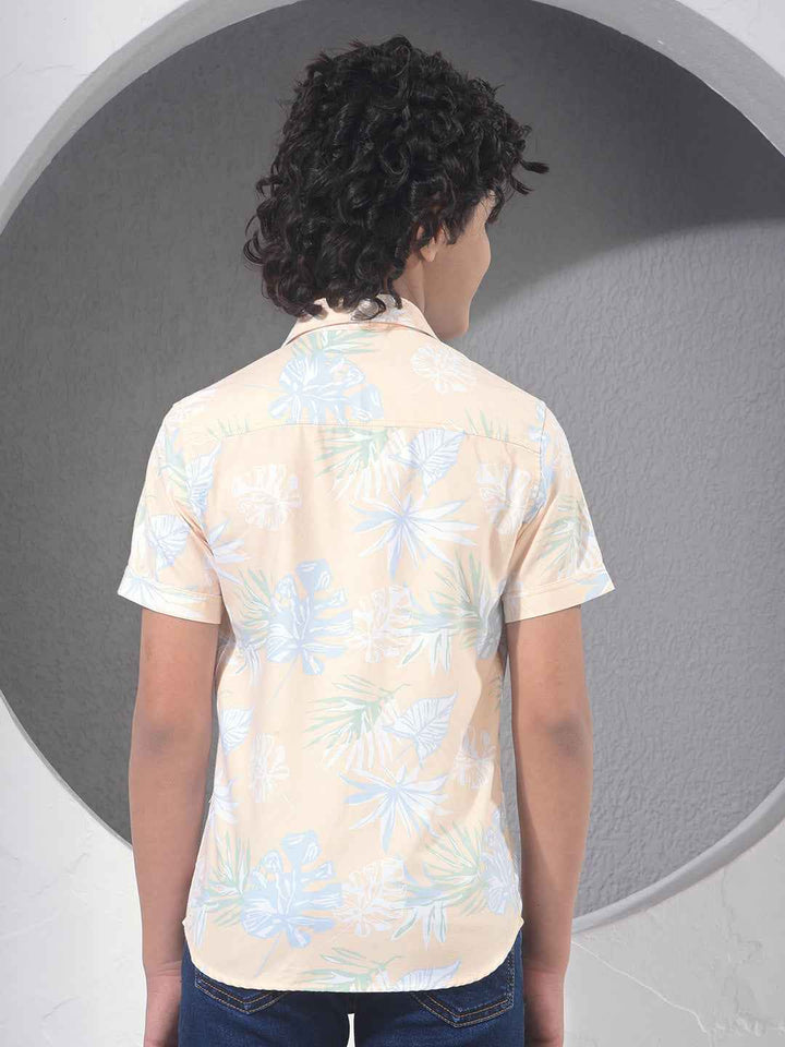 Yellow Floral Print 100% Cotton Shirt