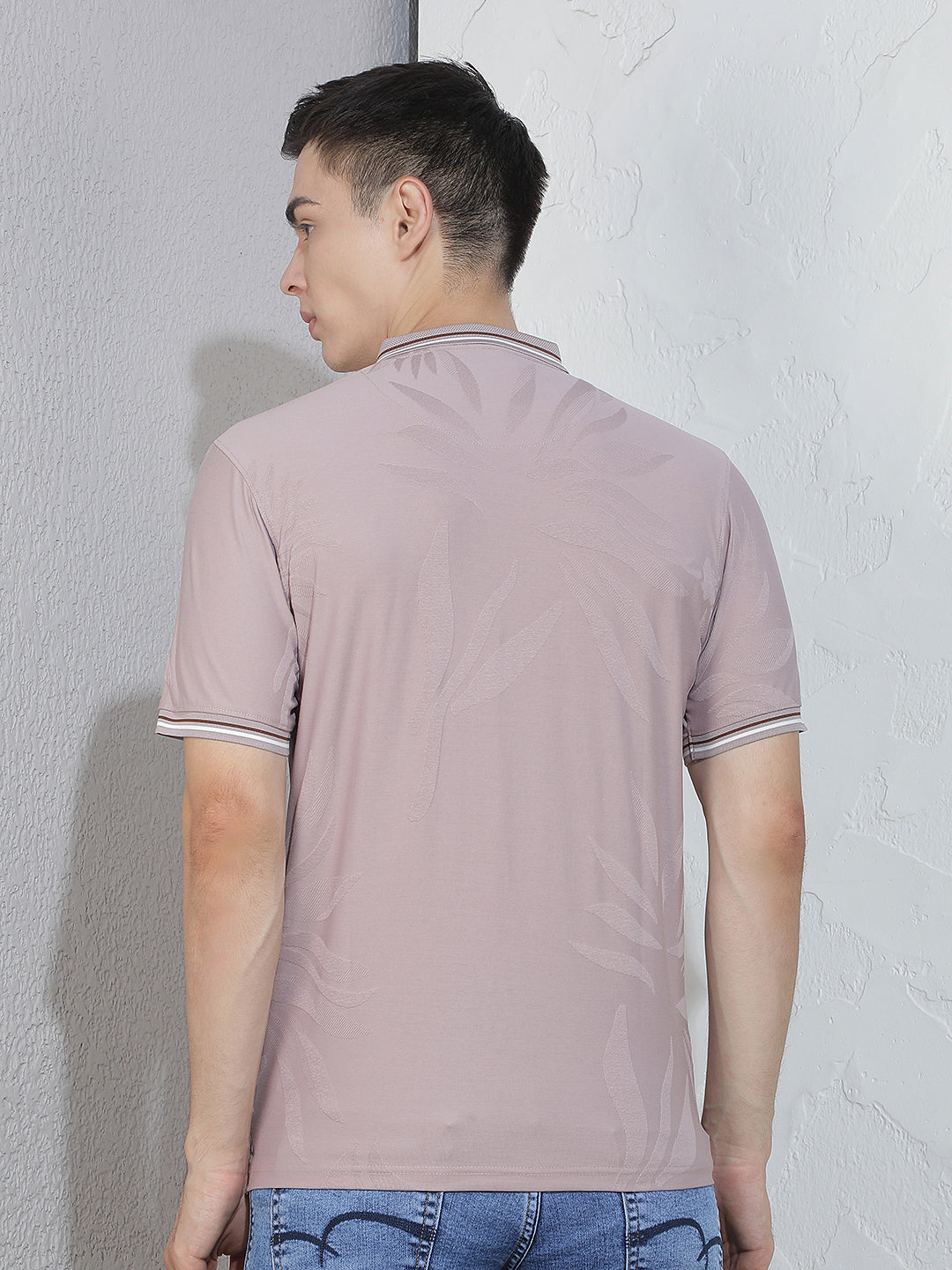 Pink Jacquard Polo T-Shirt