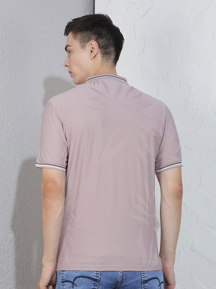 Pink Jacquard Polo T-Shirt