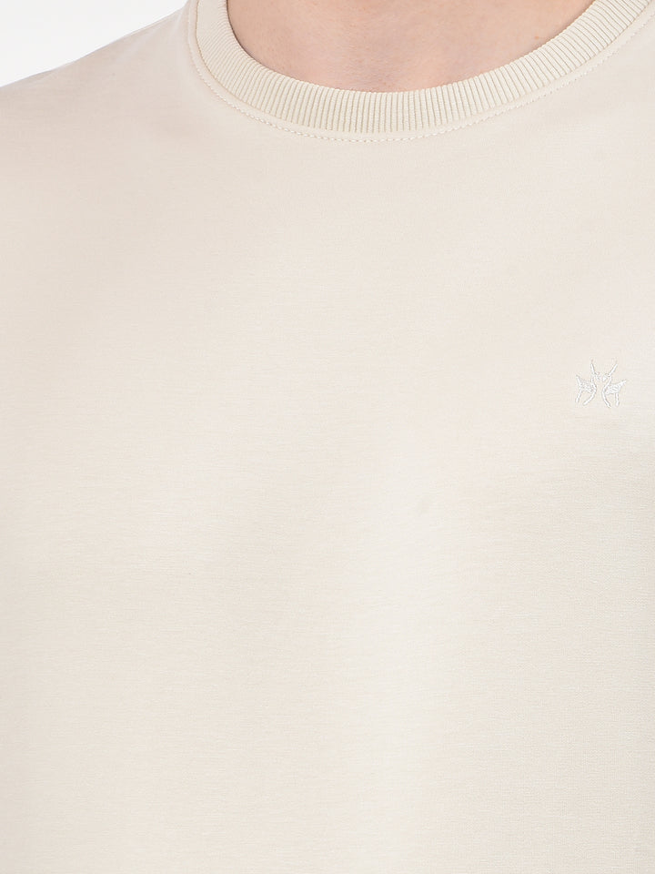 Beige Typographic Print Sweatshirt