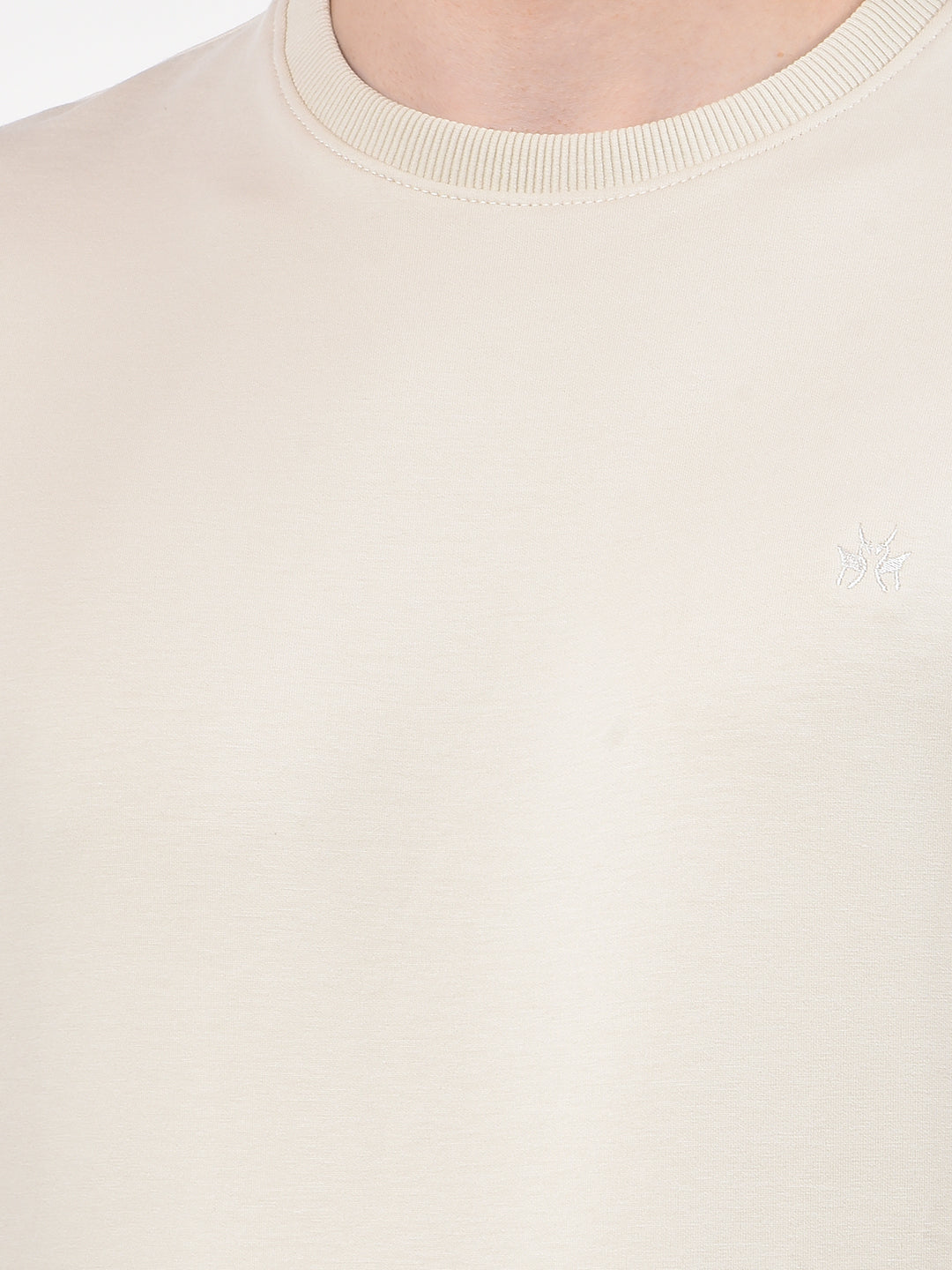 Beige Typographic Print Sweatshirt