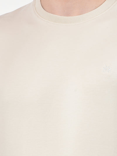 Beige Typographic Print Sweatshirt