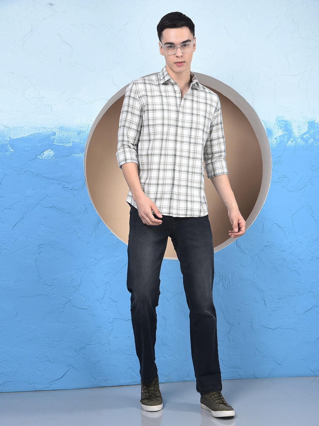 Grey Checked 100% Cotton Shirt