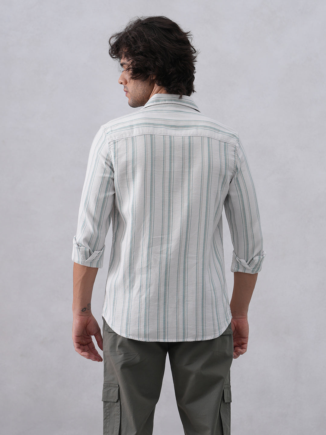 White Vertical Stripes 100% Cotton Shirt