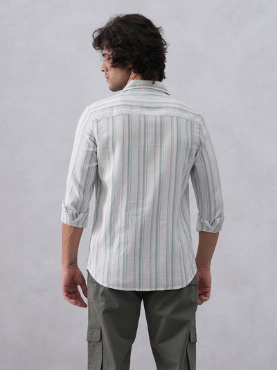 White Vertical Stripes 100% Cotton Shirt