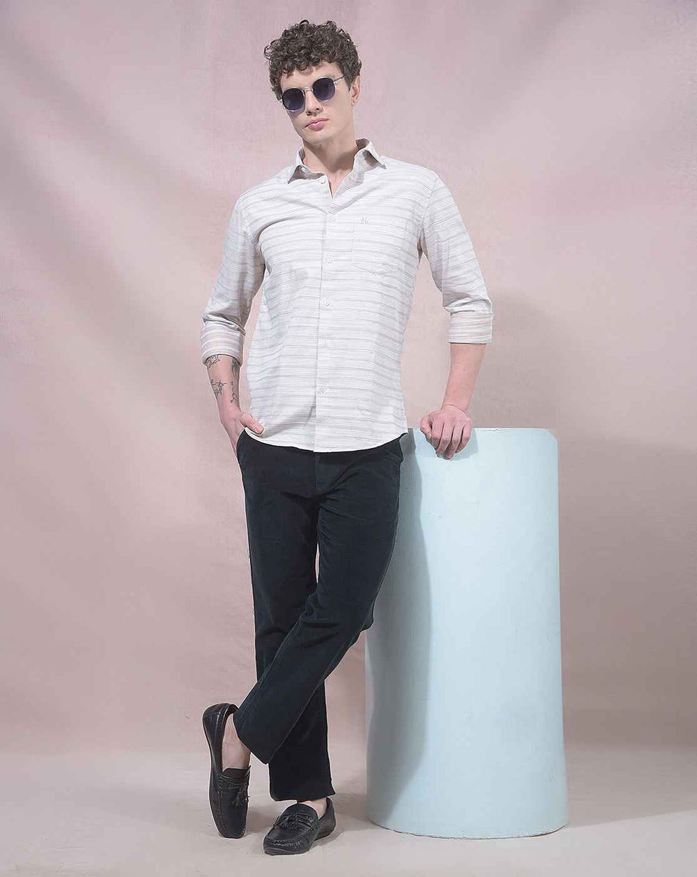 Navy Blue Straight Corduroy Trousers