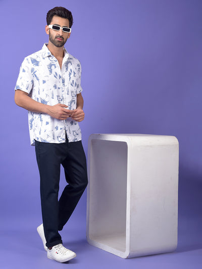 Navy Blue Printed Trousers
