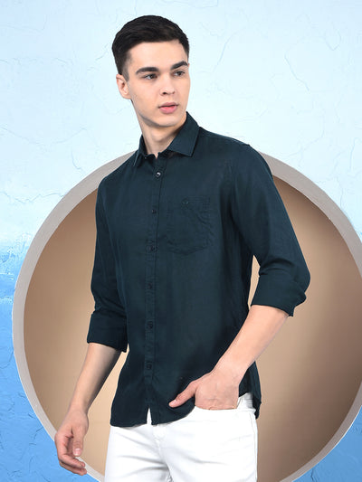 Midnight Teal Linen Shirt