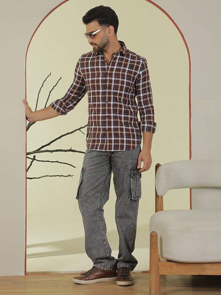 100% Cotton Grey Cargo Stretchable Jeans