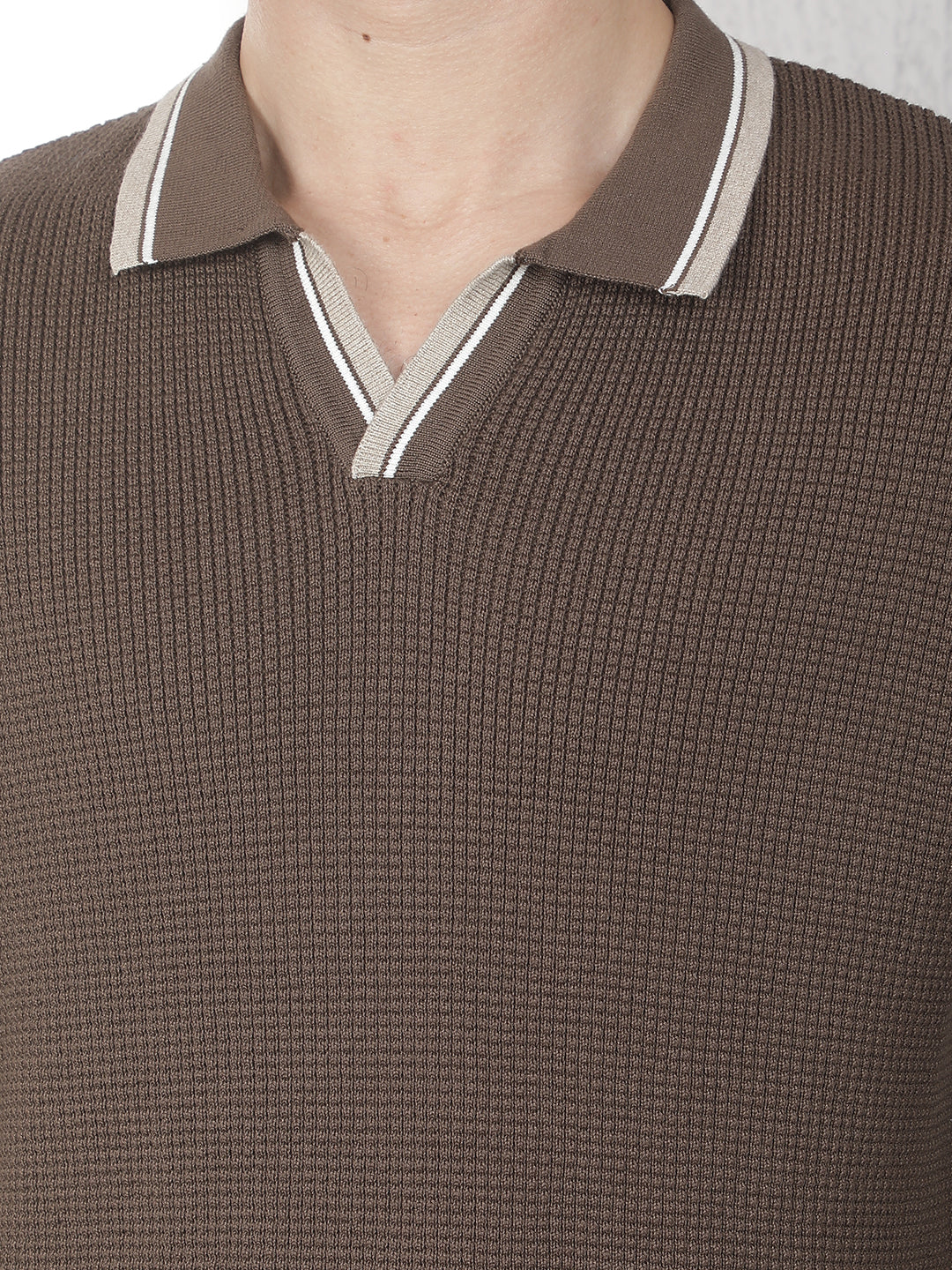 Brown 100% Cotton Polo Sweater