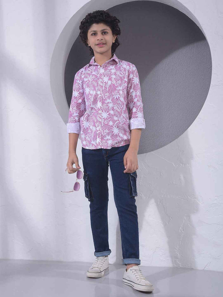 Purple Floral Print Shirt