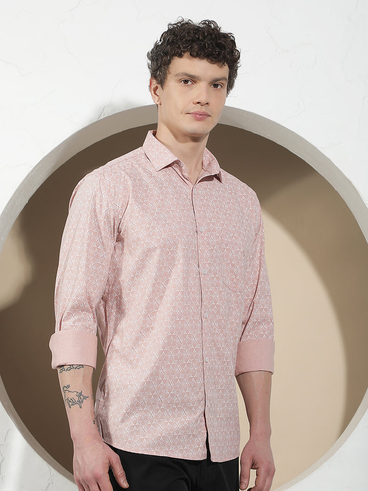 Signature Soft Peach Printed Shirt