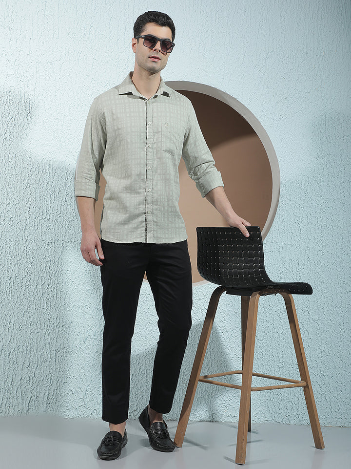 Green 100% Cotton Checked Shirt