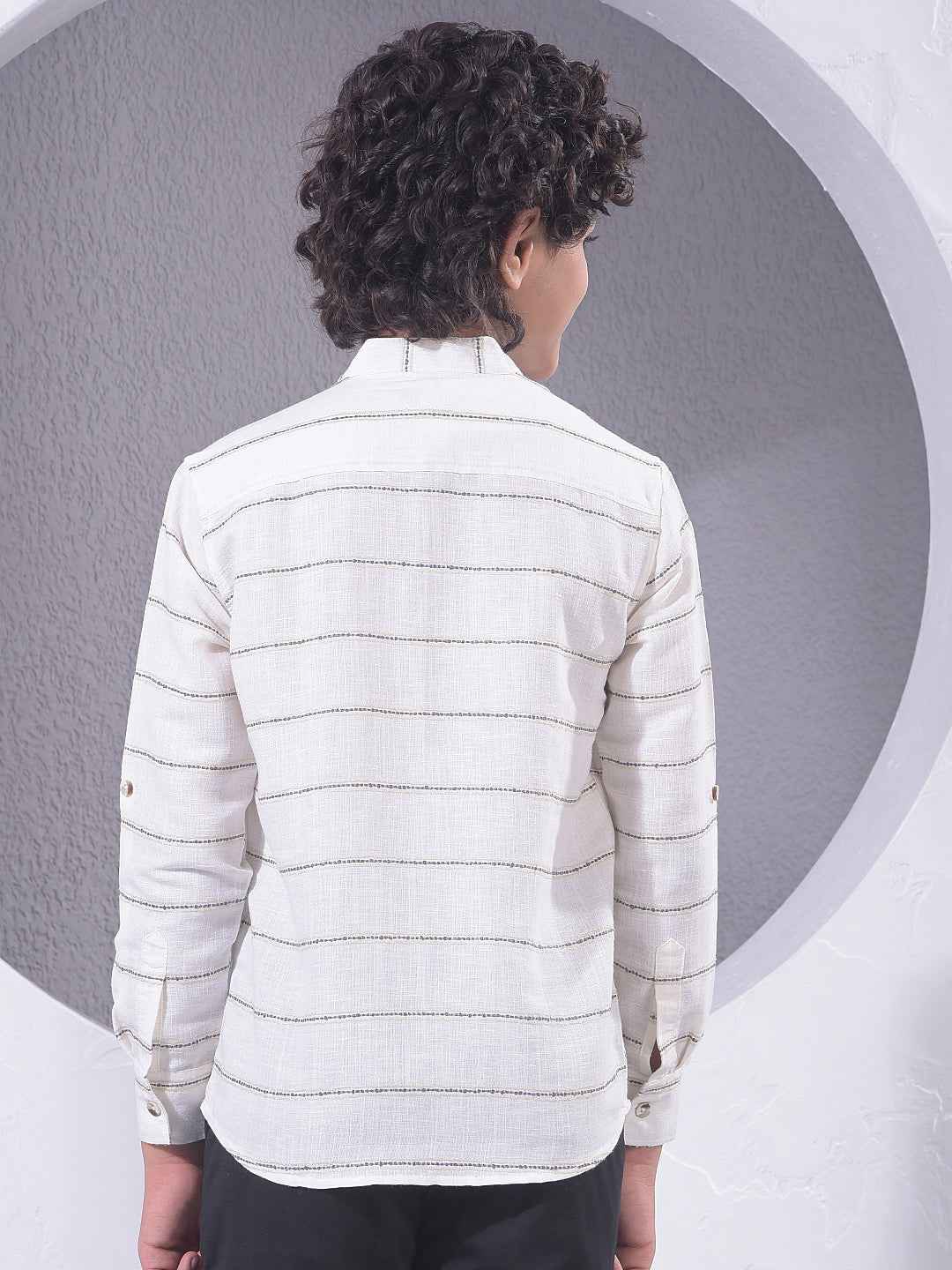 Off White Horizontal Stripes Kurta