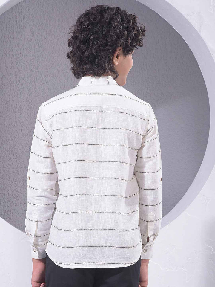 Off White Horizontal Stripes Kurta