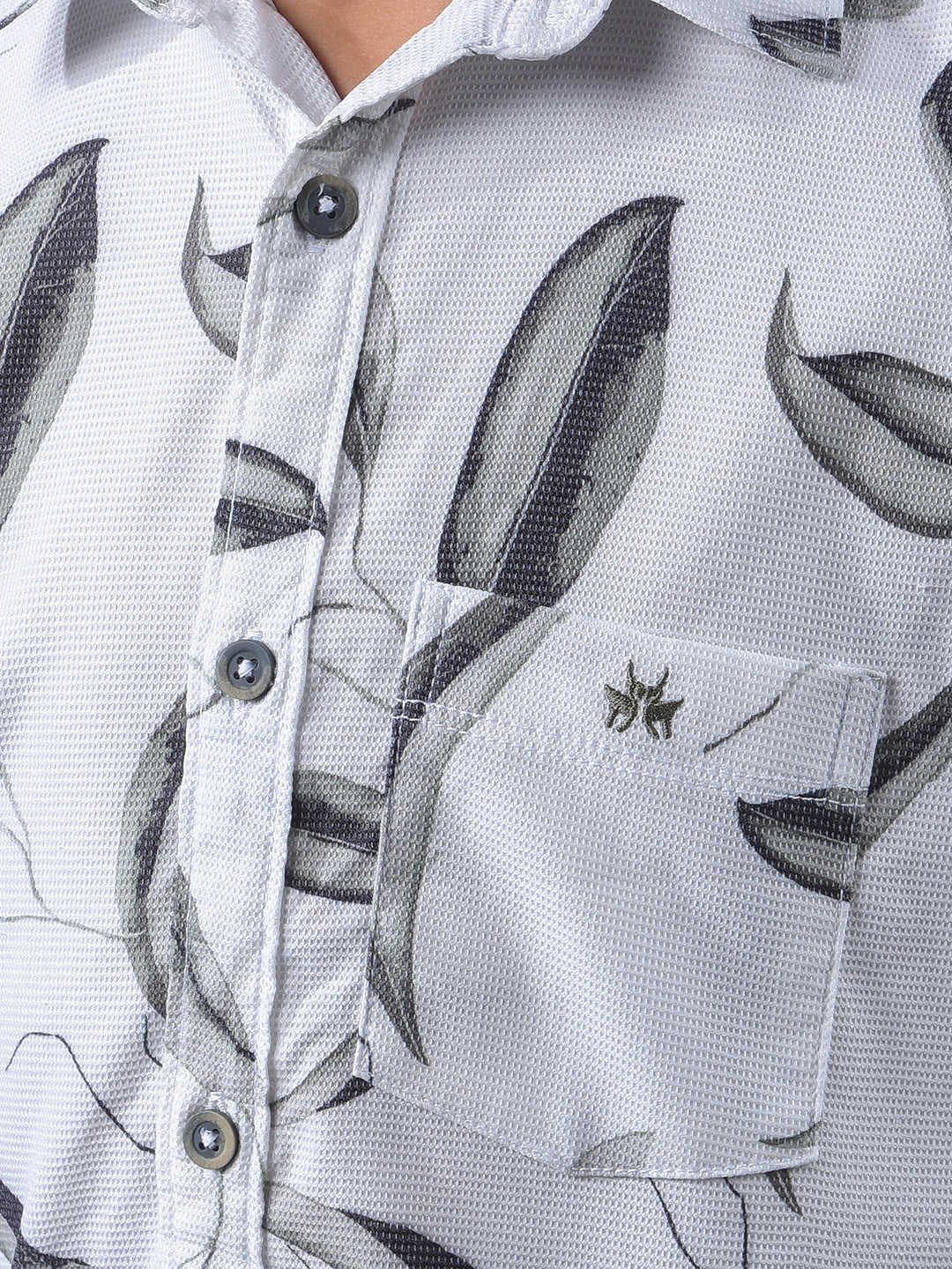 Olive Floral Print Shirt-Boys Shirts-Crimsoune Club