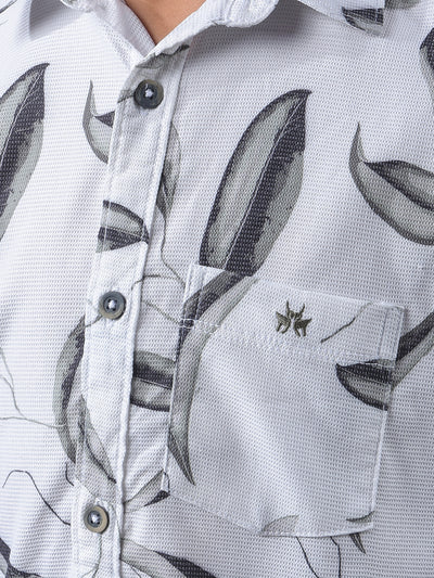 Olive Floral Print Shirt-Boys Shirts-Crimsoune Club