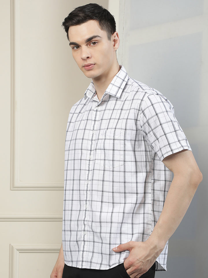 White Checked 100% Cotton Shirt