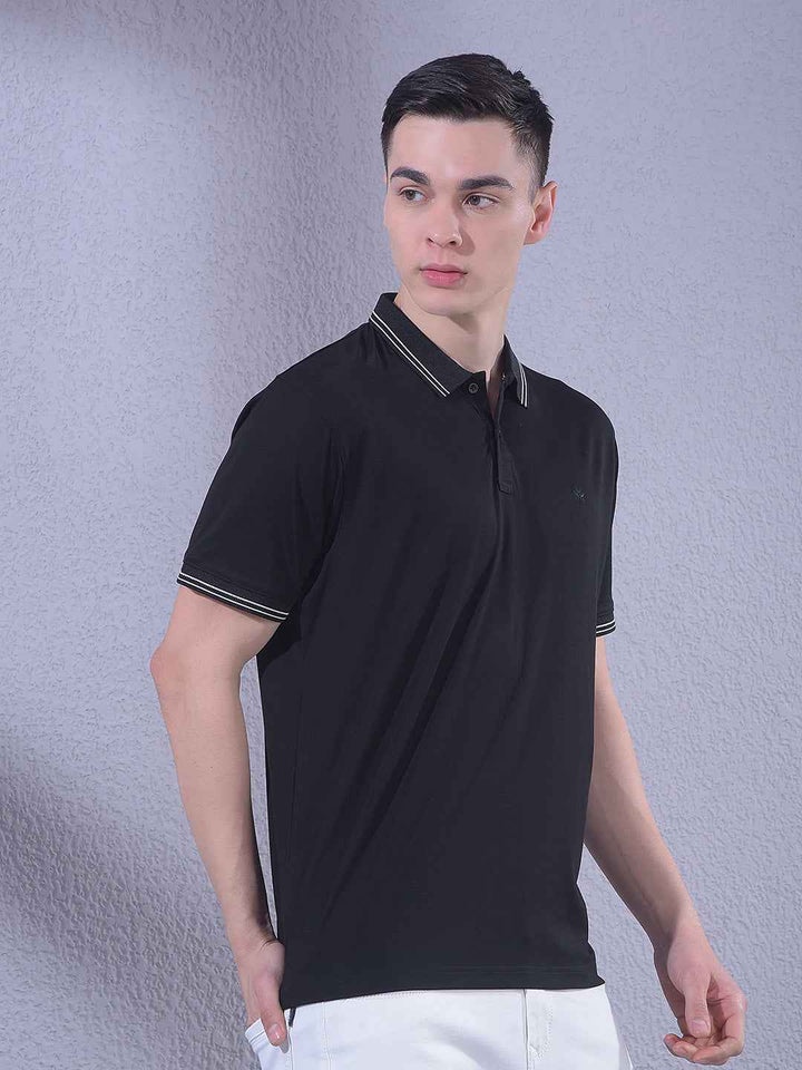 Black Polo Neck T-Shirt