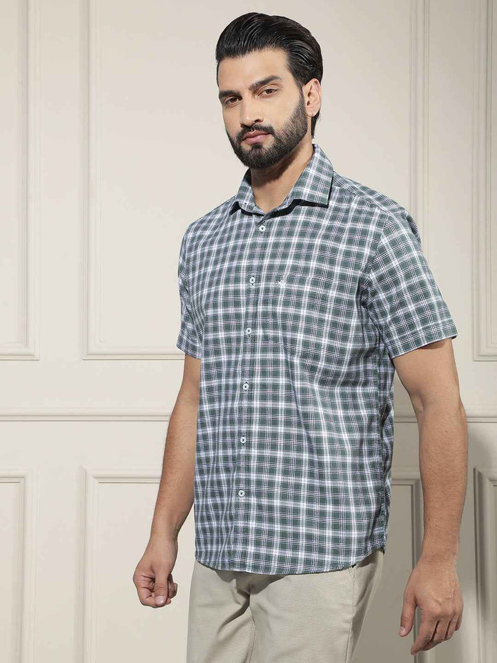 Green Checked 100% Cotton Shirt