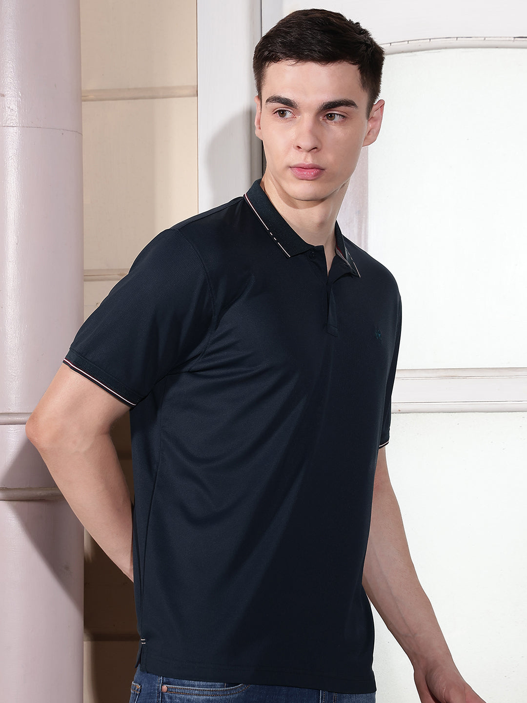 Navy Blue Polo Neck T-Shirt