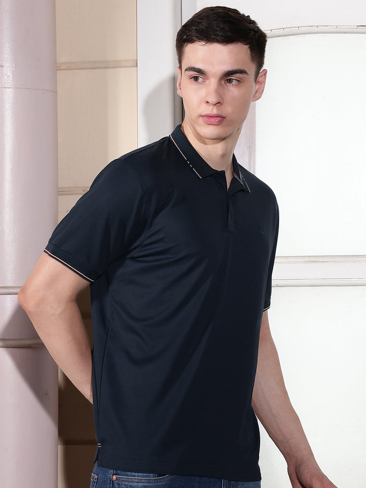 Navy Blue Polo Neck T-Shirt