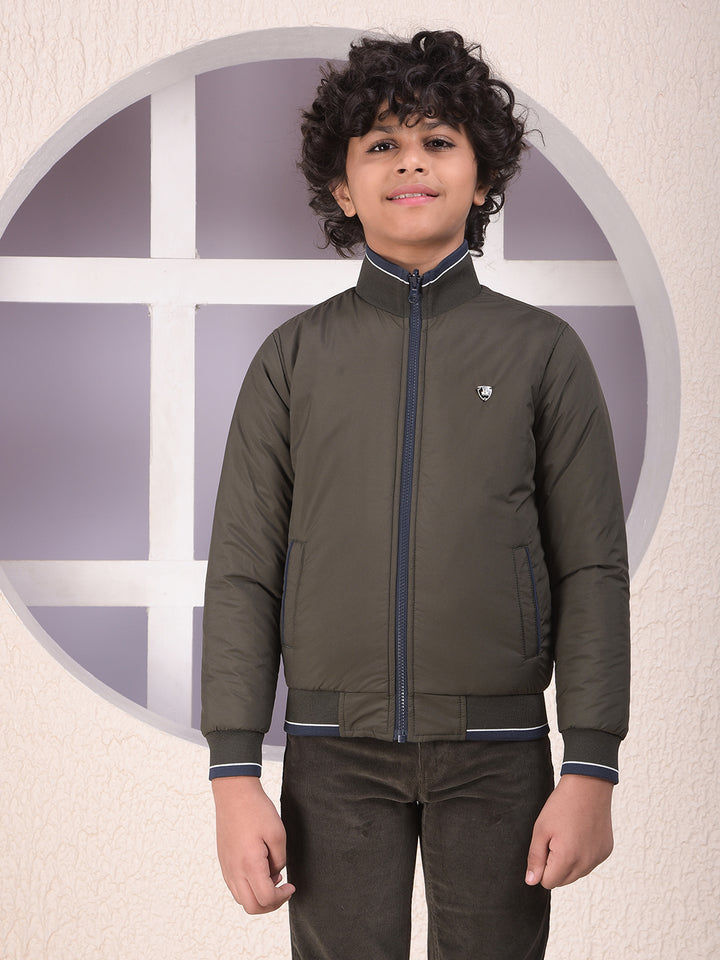 Navy Blue High Neck Reversible Jacket