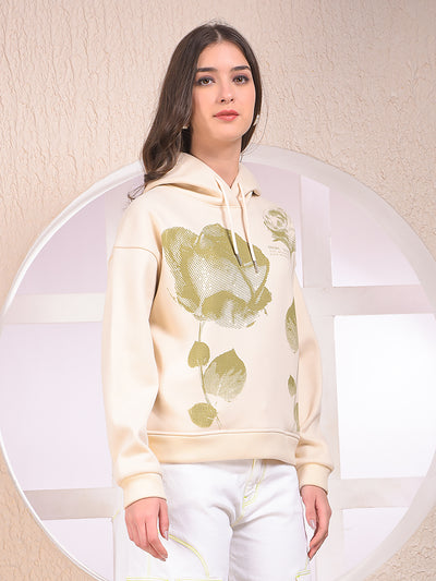 Green Graphic Print Hooded Neck Sweatshirt