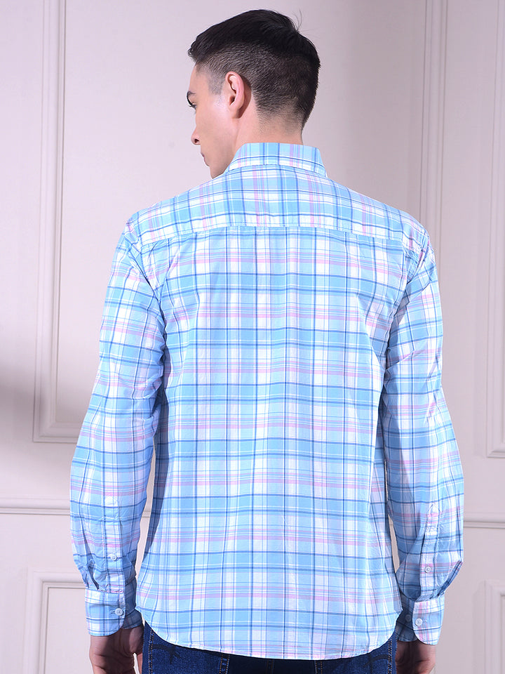 Blue Checked 100% Cotton Shirt