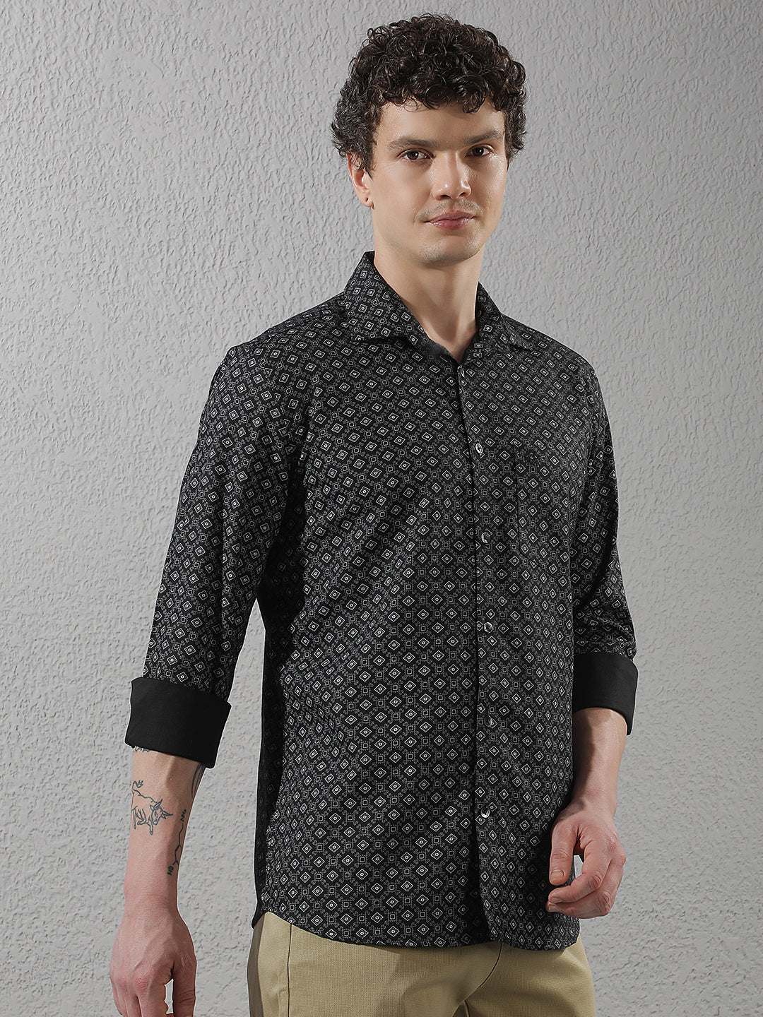 Black Geometric Print Shirt