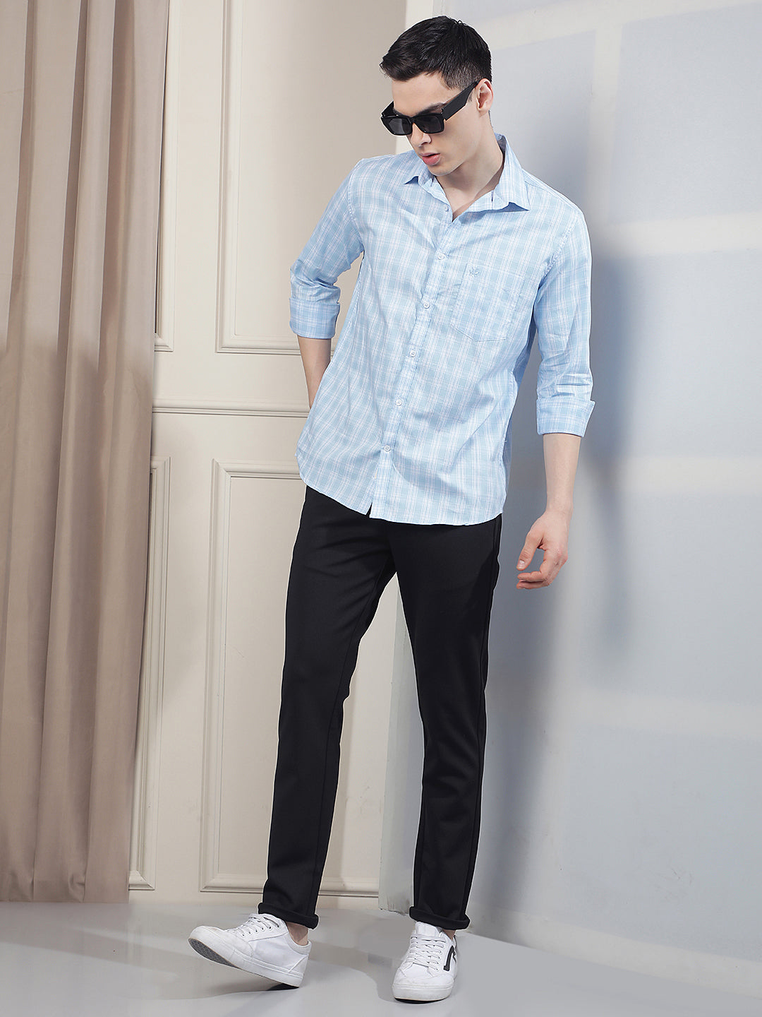 Blue Checked 100% Cotton Shirt