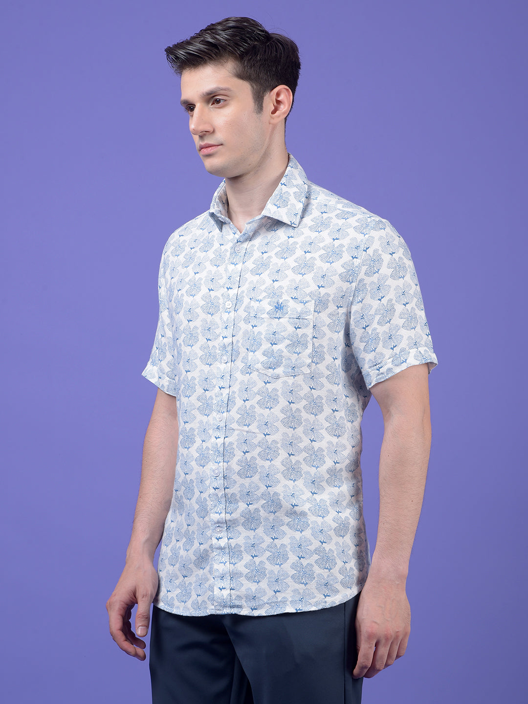 Blue Floral Print Shirt