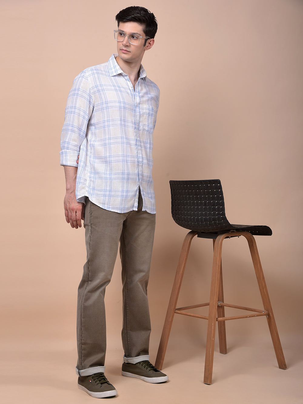 Blue Checked Linen Shirt