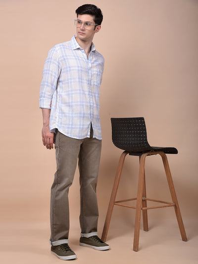 Blue Checked Linen Shirt