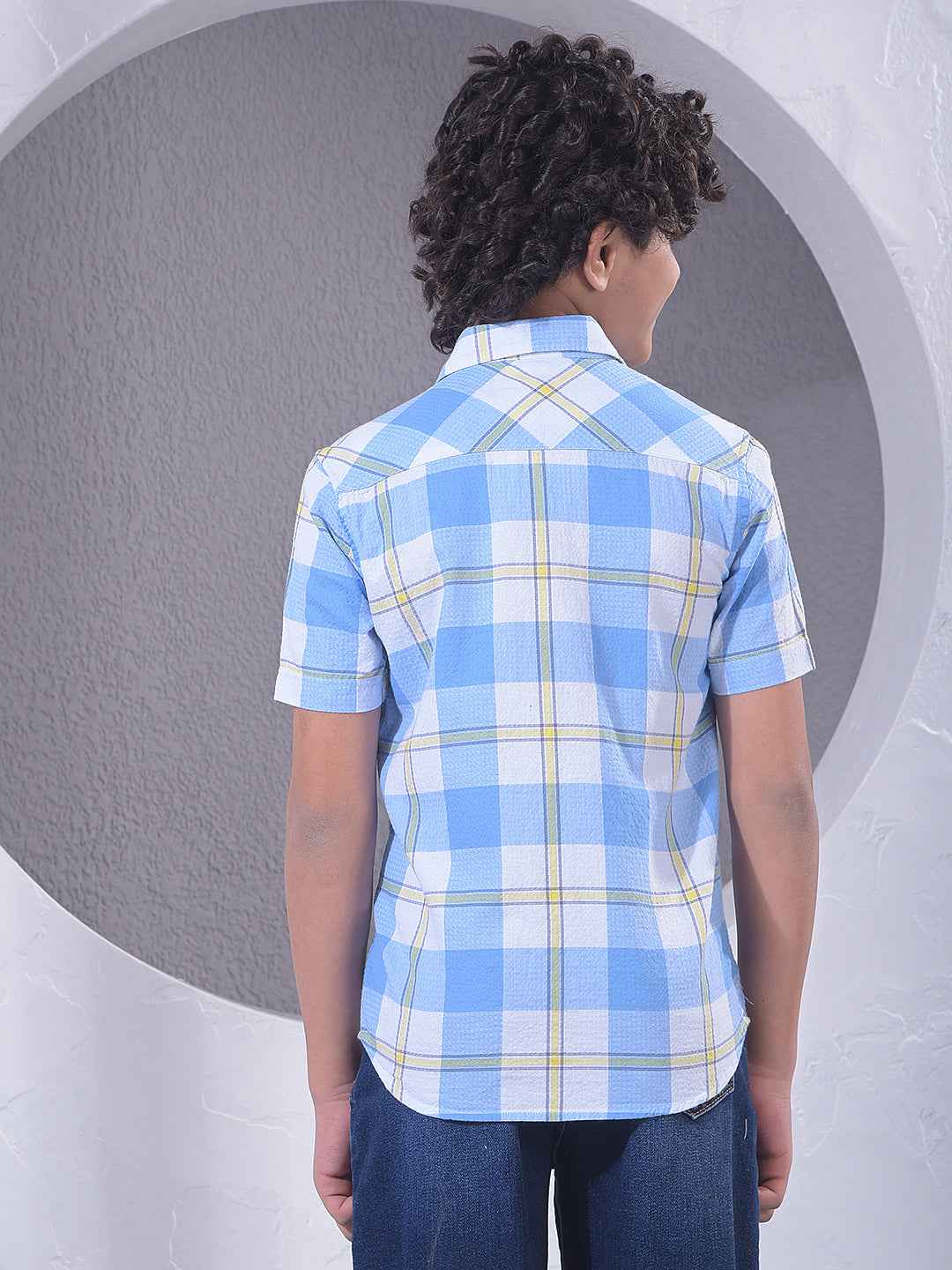 Blue Checked 100% Cotton Shirt